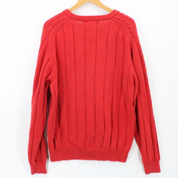 Vintage Pringle Sweater Mens Red Pullover Knit Crewneck Cotton Size XL 90s - Picture 7 of 9